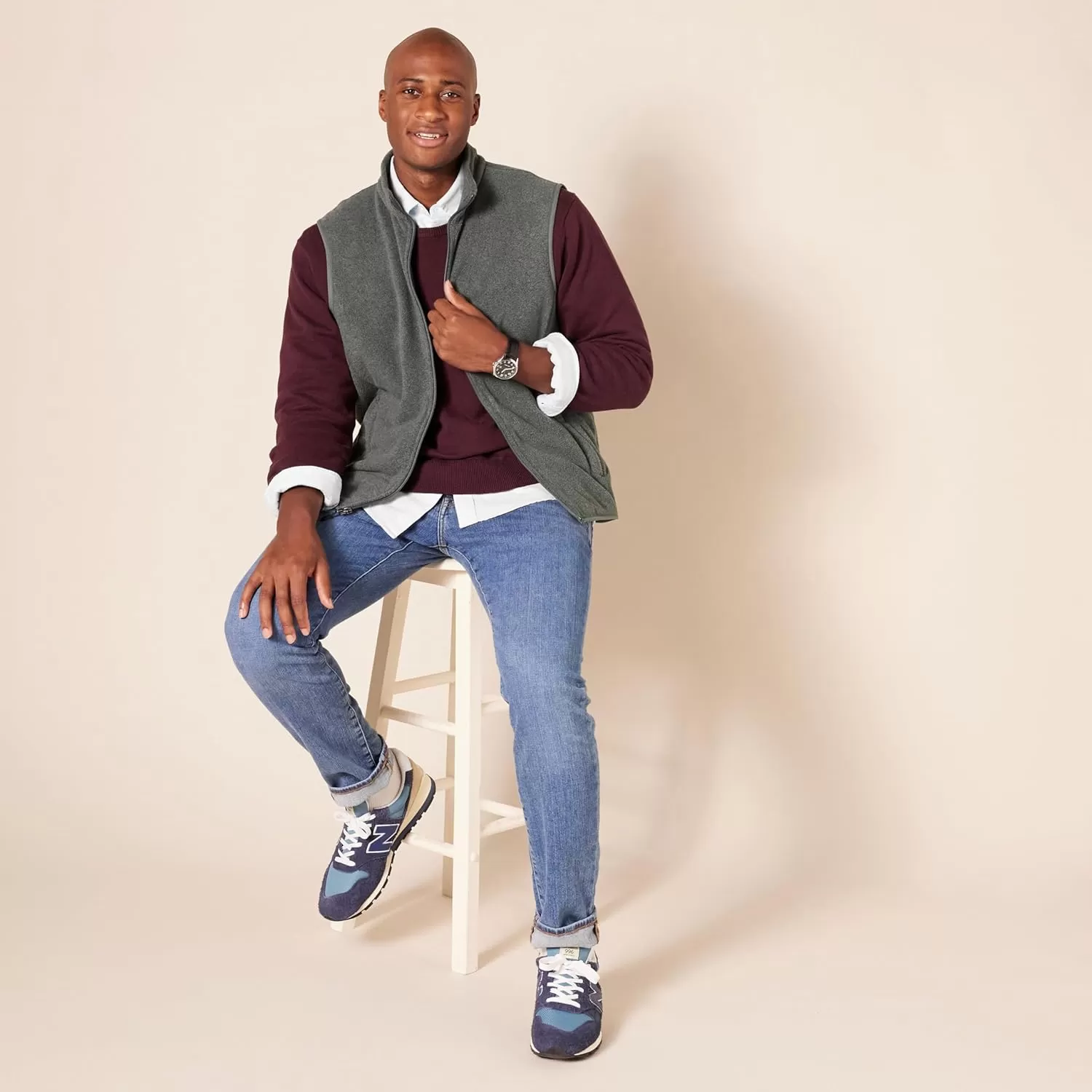 imageAmazon Essentials Mens FullZip Polar Fleece Vest Available in Big ampamp TallCharcoal Heather