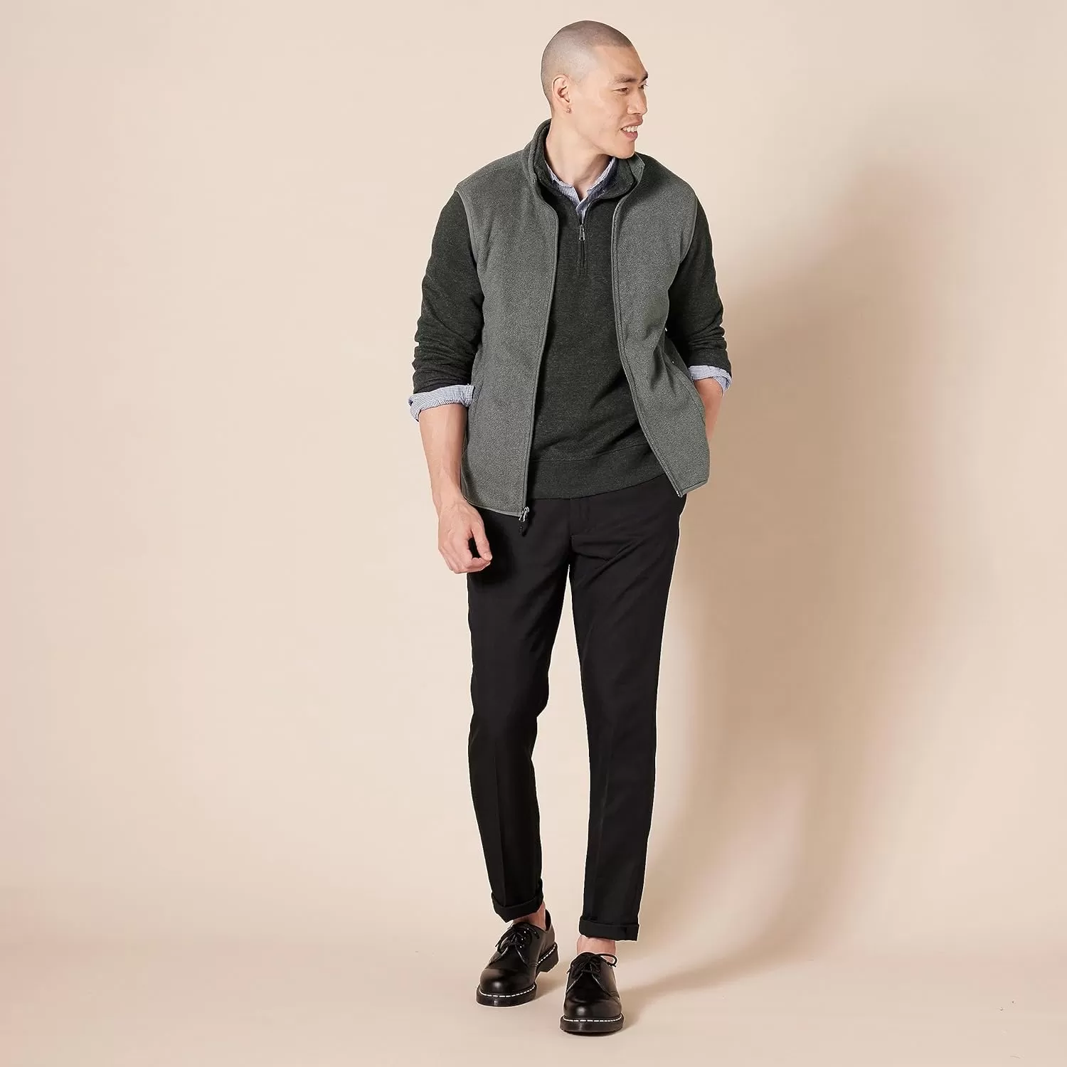 imageAmazon Essentials Mens FullZip Polar Fleece Vest Available in Big ampamp TallCharcoal Heather