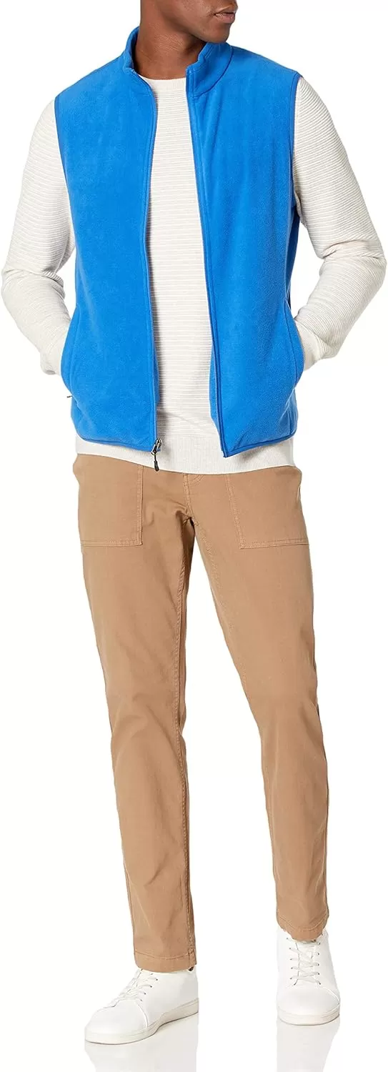 imageAmazon Essentials Mens FullZip Polar Fleece Vest Available in Big ampamp TallCobalt Blue