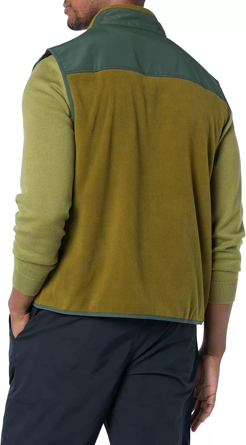 imageAmazon Essentials Mens FullZip Polar Fleece Vest Available in Big ampamp TallGolden Olive Green Color Block