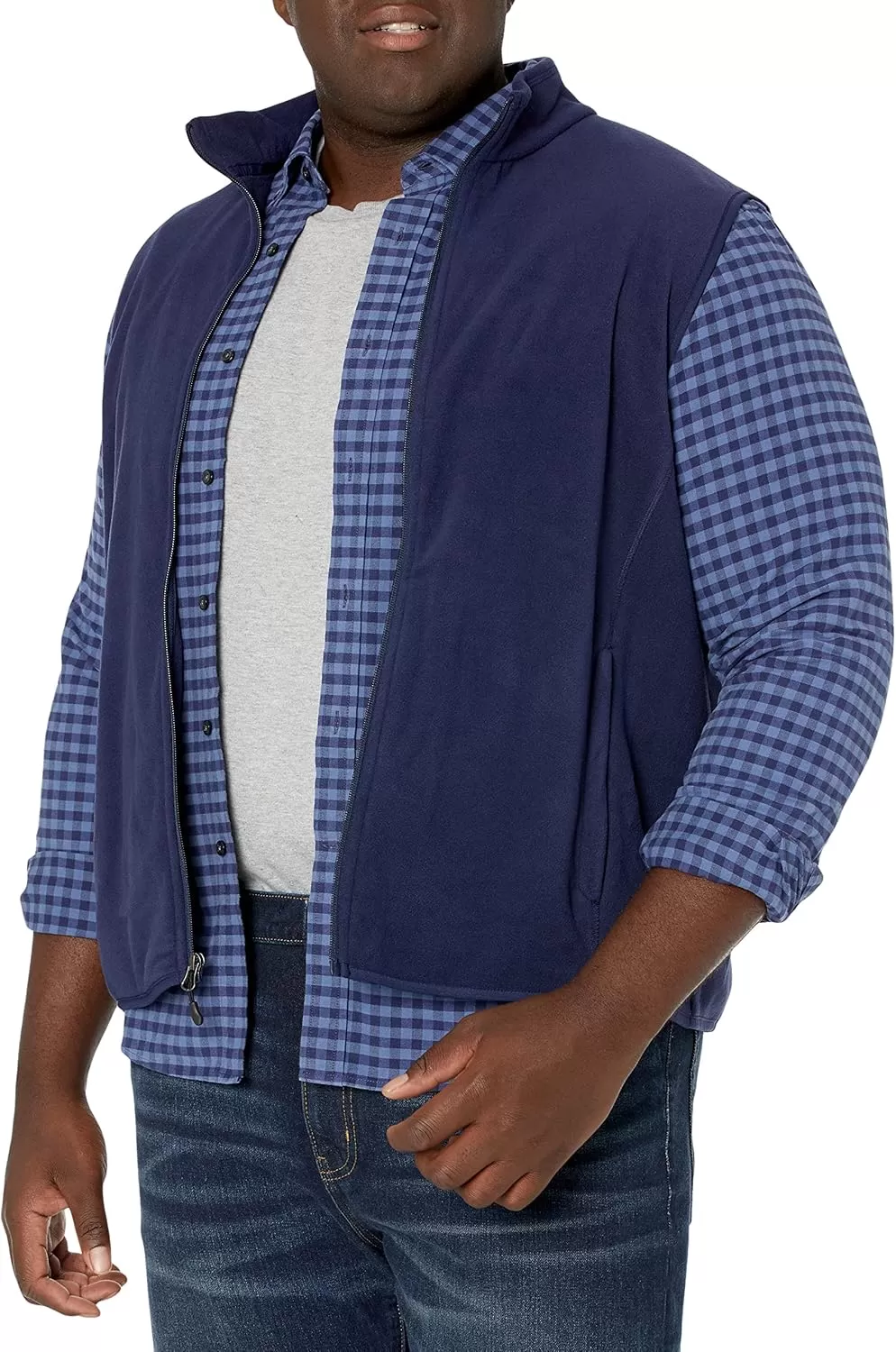 imageAmazon Essentials Mens FullZip Polar Fleece Vest Available in Big ampamp TallNavy