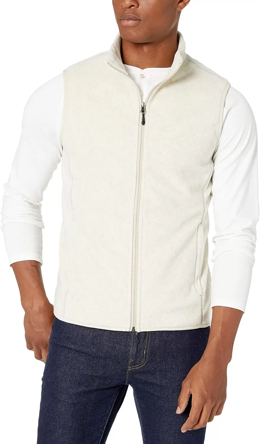 imageAmazon Essentials Mens FullZip Polar Fleece Vest Available in Big ampamp TallOatmeal Heather