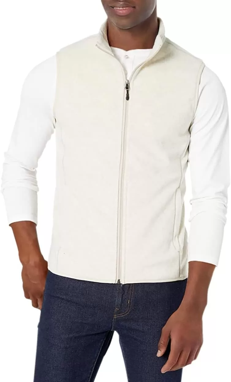 imageAmazon Essentials Mens FullZip Polar Fleece Vest Available in Big ampamp TallOatmeal Heather