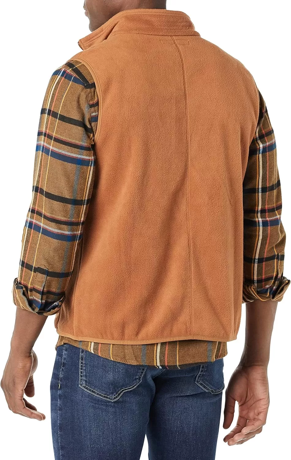 imageAmazon Essentials Mens FullZip Polar Fleece Vest Available in Big ampamp TallToffee Brown