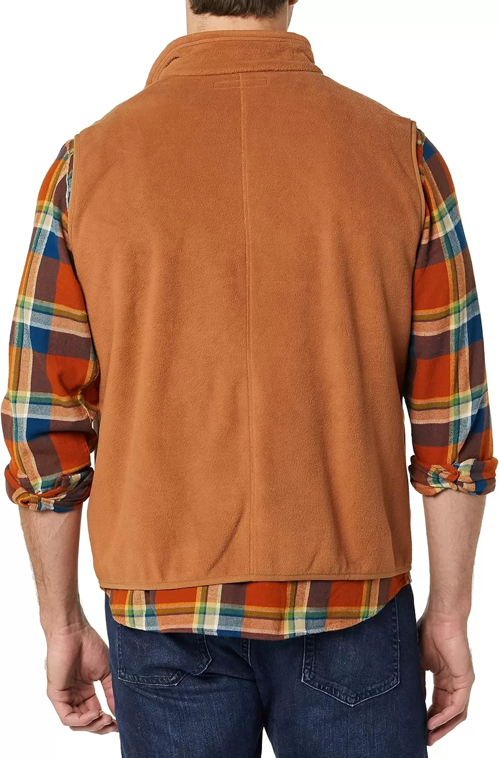 imageAmazon Essentials Mens FullZip Polar Fleece Vest Available in Big ampamp TallToffee Brown