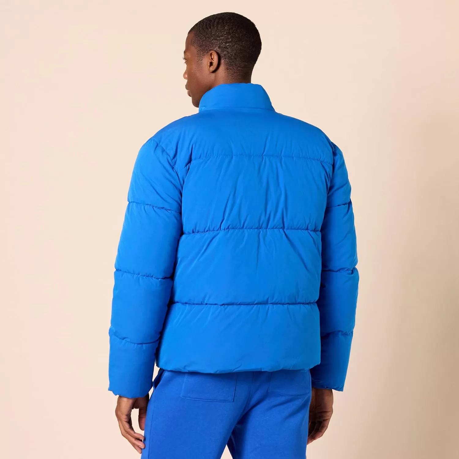 imageAmazon Essentials Mens Mock Neck Heavyweight Puffer Coat Available in Big ampamp TallBright Blue