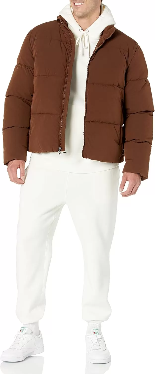imageAmazon Essentials Mens Mock Neck Heavyweight Puffer Coat Available in Big ampamp TallDeep Brown