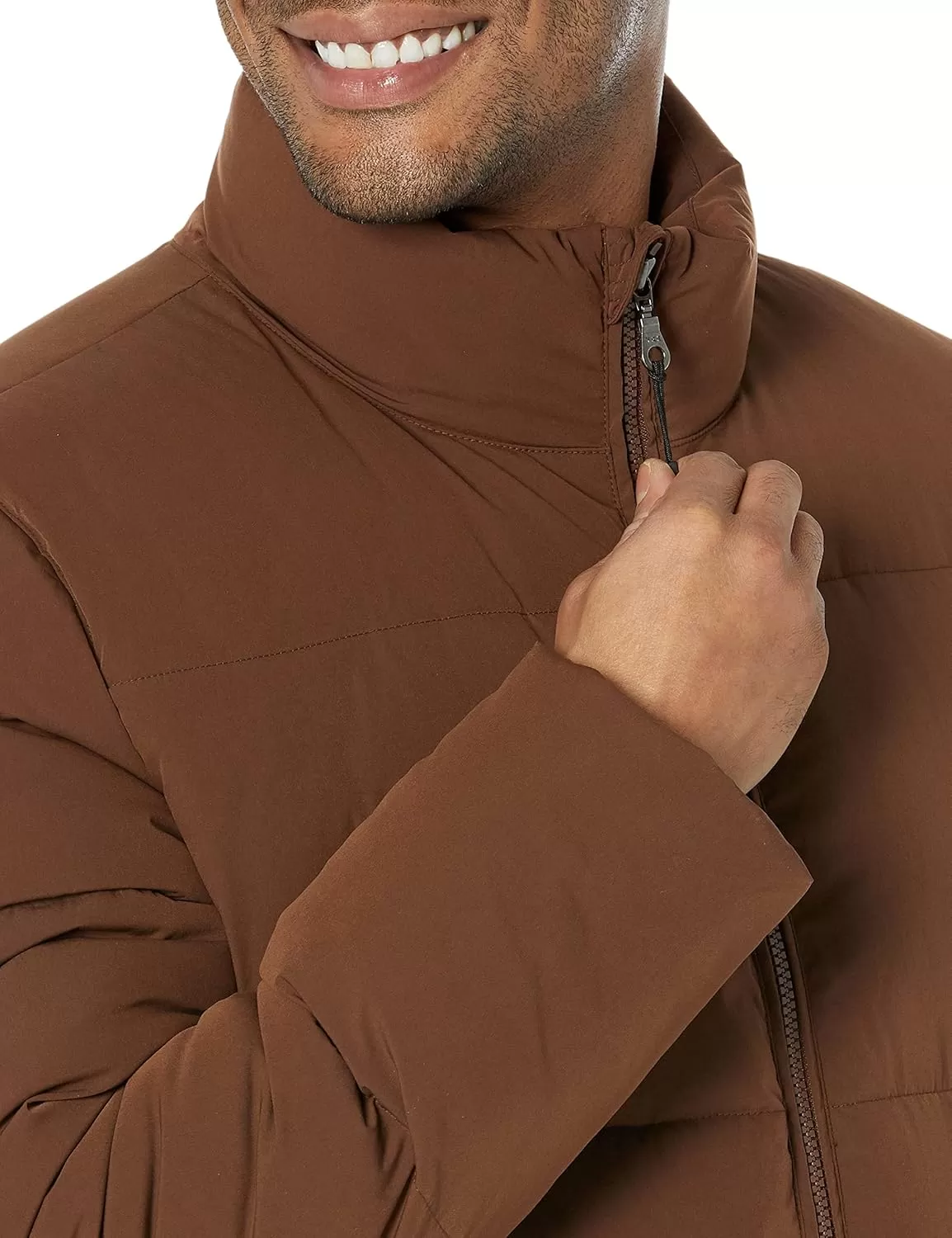 imageAmazon Essentials Mens Mock Neck Heavyweight Puffer Coat Available in Big ampamp TallDeep Brown