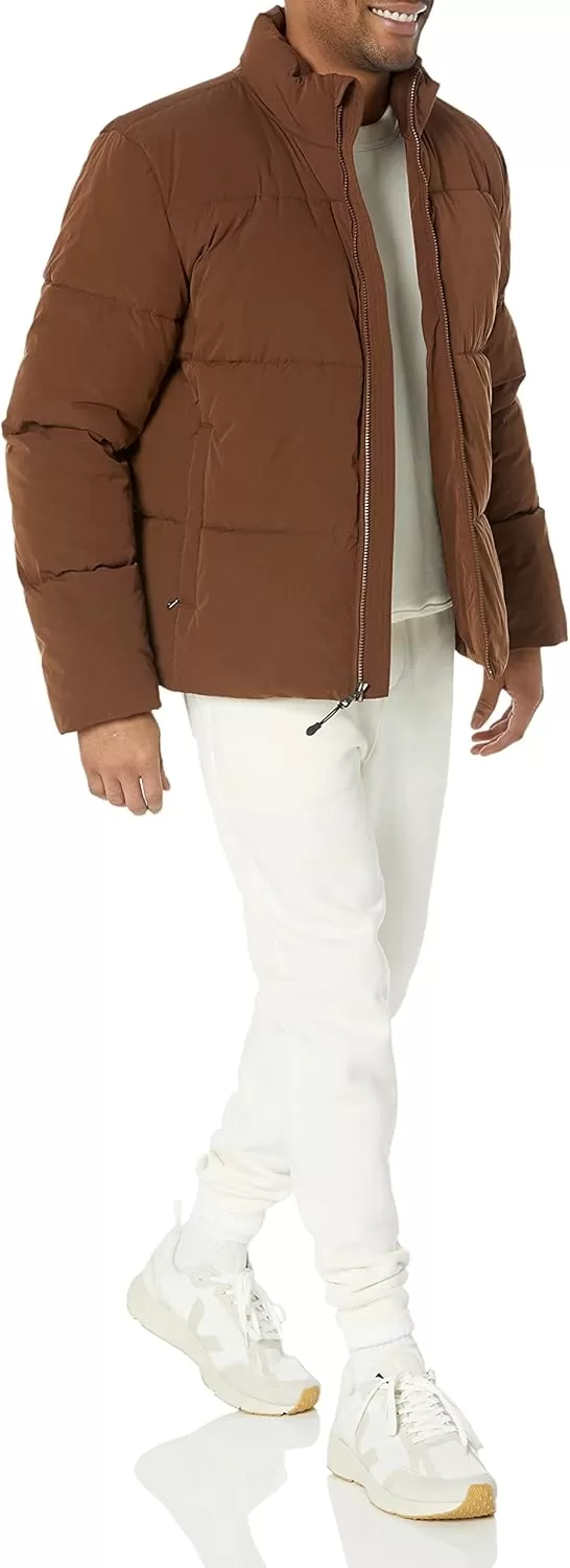 imageAmazon Essentials Mens Mock Neck Heavyweight Puffer Coat Available in Big ampamp TallDeep Brown