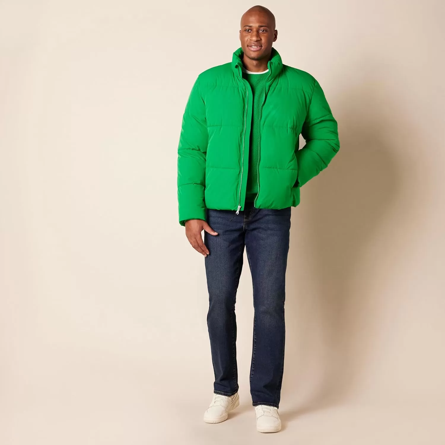 imageAmazon Essentials Mens Mock Neck Heavyweight Puffer Coat Available in Big ampamp TallGreen