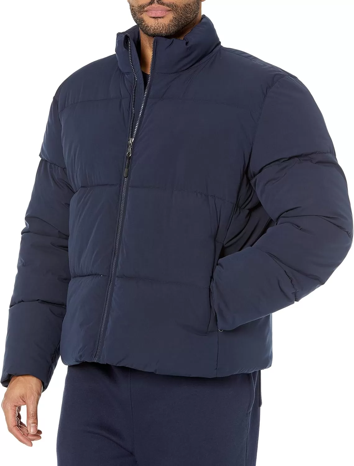 imageAmazon Essentials Mens Mock Neck Heavyweight Puffer Coat Available in Big ampamp TallNavy