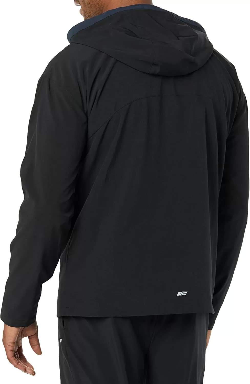 imageAmazon Essentials Mens Stretch Woven Quarter Zip Hooded Colorblock JacketBlack