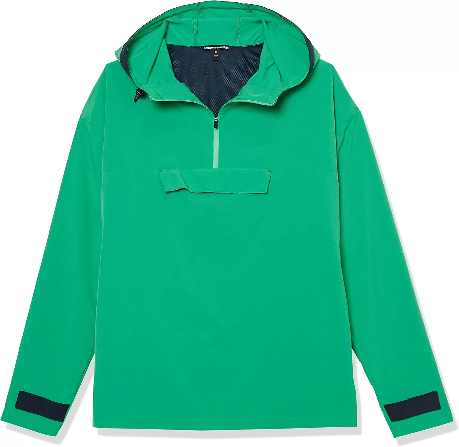 imageAmazon Essentials Mens Stretch Woven Quarter Zip Hooded Colorblock JacketGreen