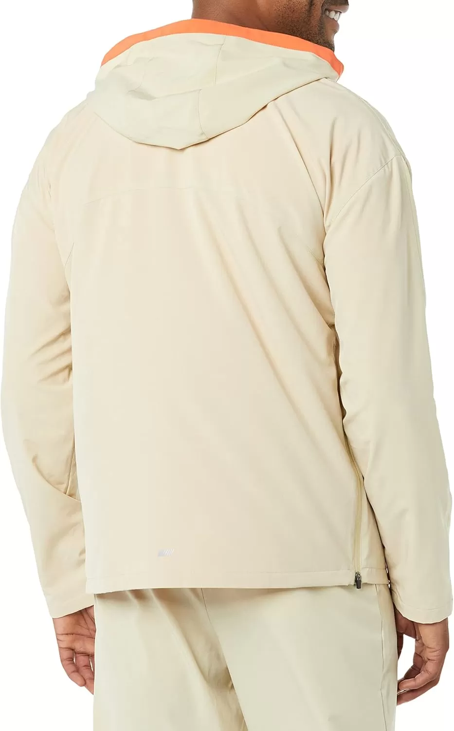 imageAmazon Essentials Mens Stretch Woven Quarter Zip Hooded Colorblock JacketStone