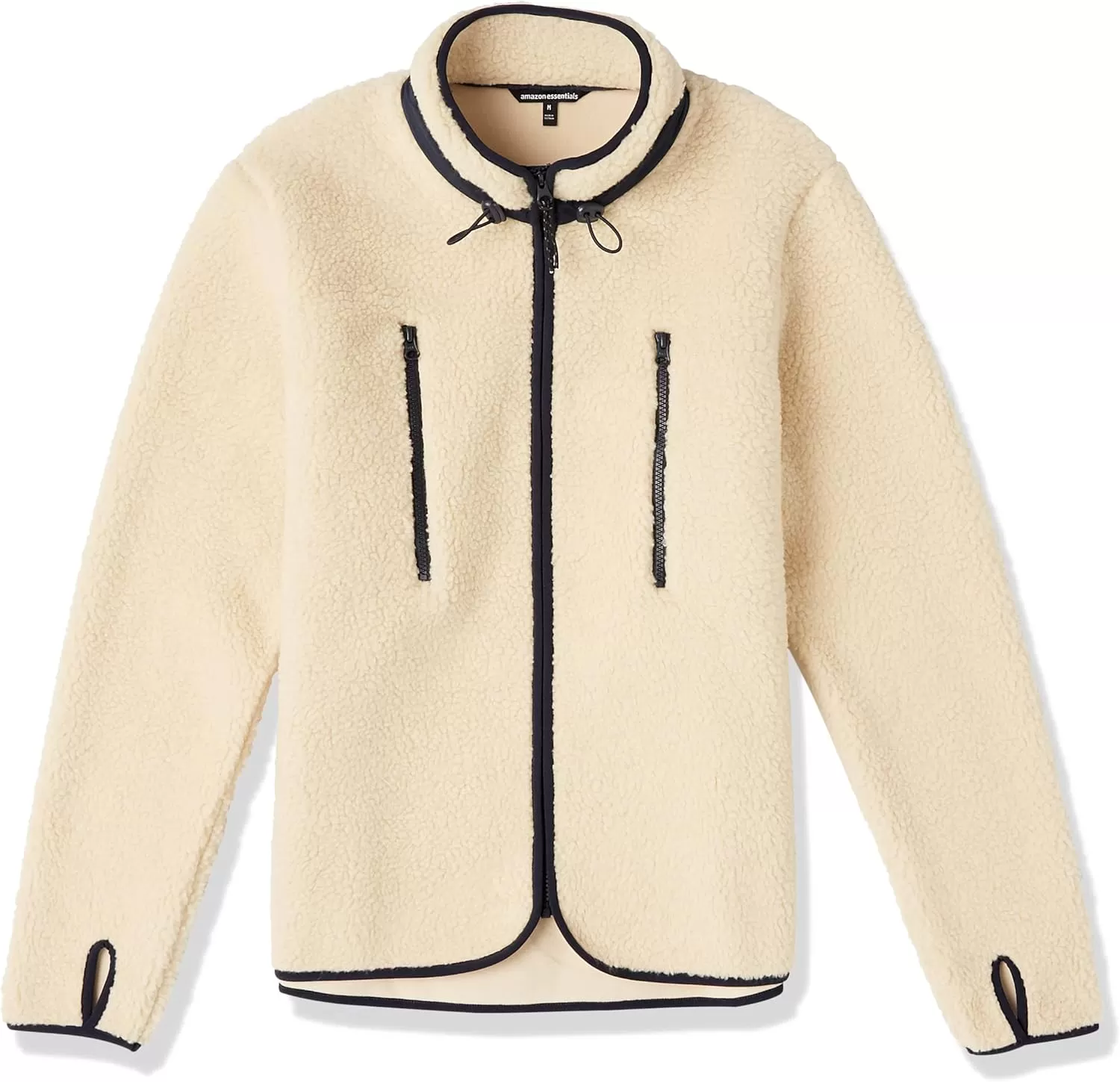 imageAmazon Essentials Mens Teddy Fleece FullZip Mock Neck Jacket with Chest PocketsBeige