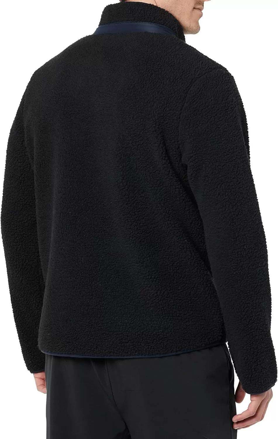 imageAmazon Essentials Mens Teddy Fleece FullZip Mock Neck Jacket with Chest PocketsBlack