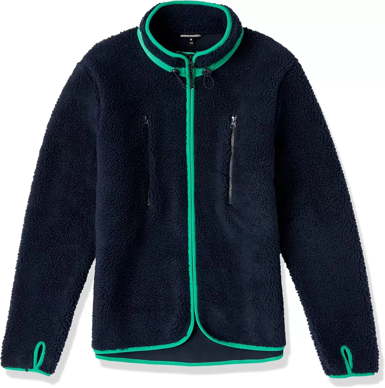 imageAmazon Essentials Mens Teddy Fleece FullZip Mock Neck Jacket with Chest PocketsDark Navy