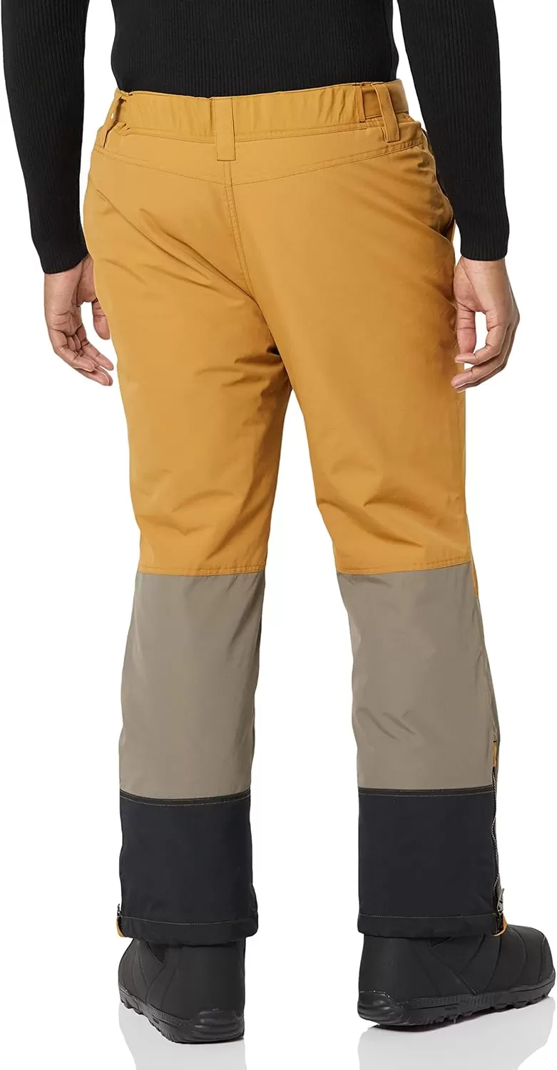 imageAmazon Essentials Mens WaterResistant Insulated Snowboard Ski Snow PantBrown Mustard Yellow Color Block