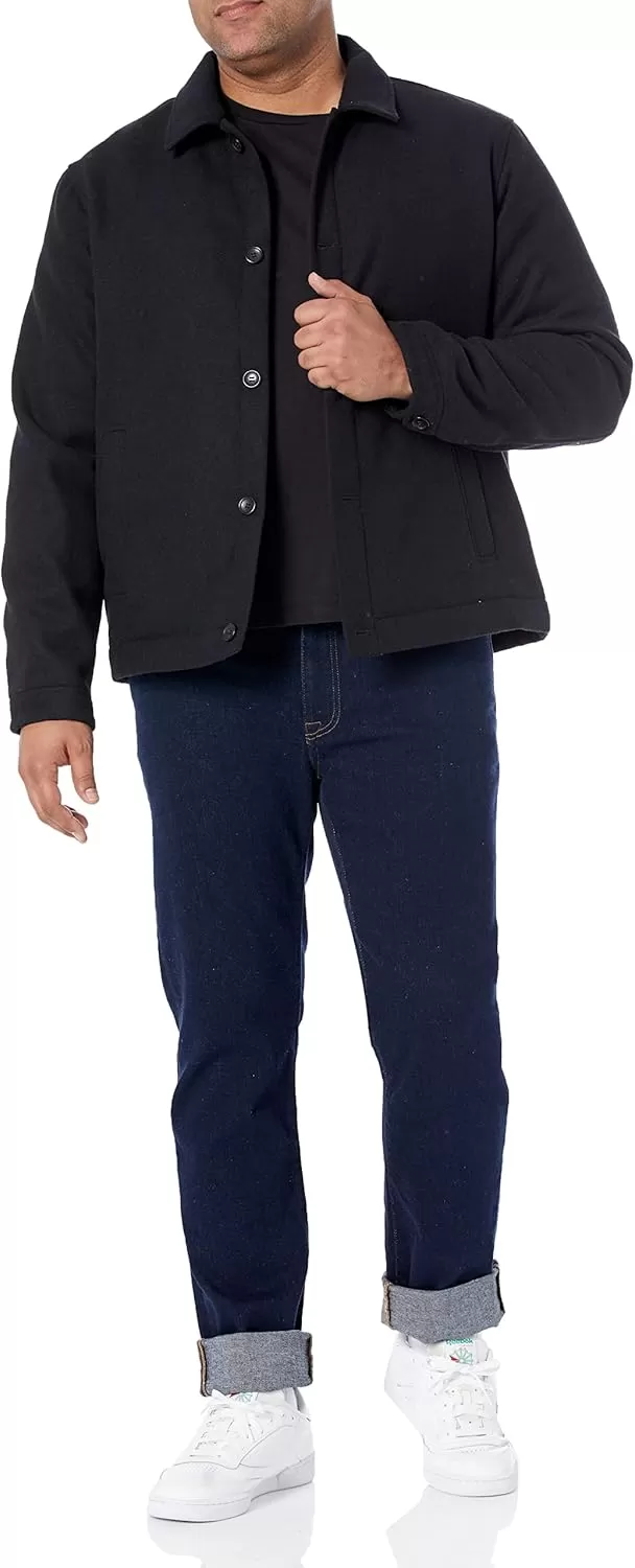 imageAmazon Essentials Mens Wool Bomber Jacket Available in Big ampamp TallBlack