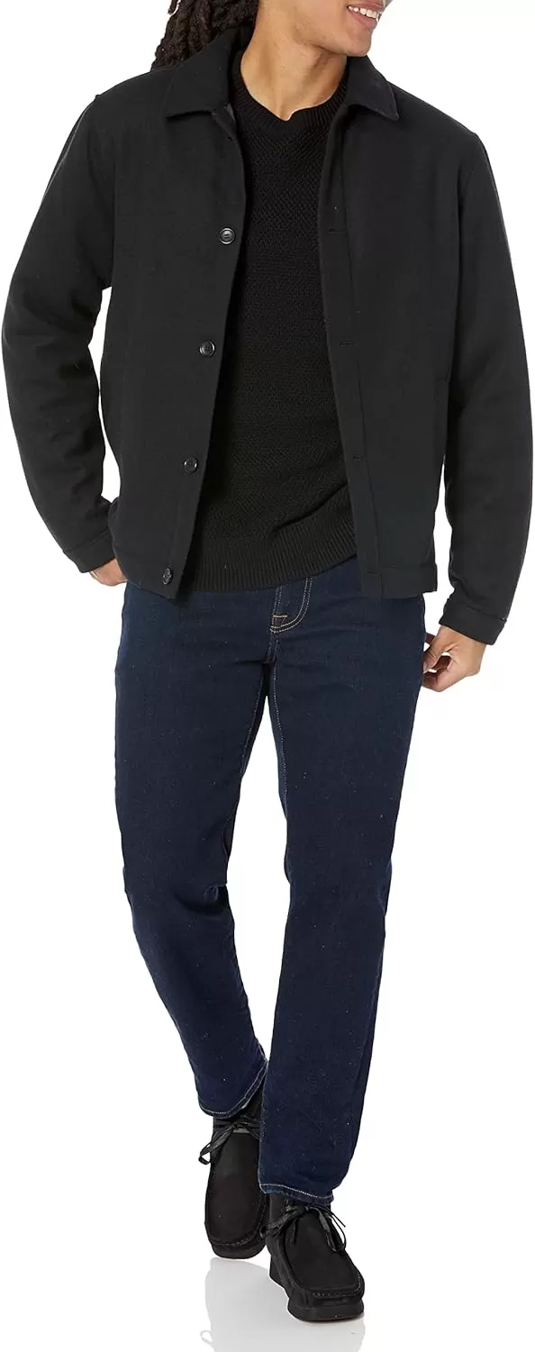 imageAmazon Essentials Mens Wool Bomber Jacket Available in Big ampamp TallBlack