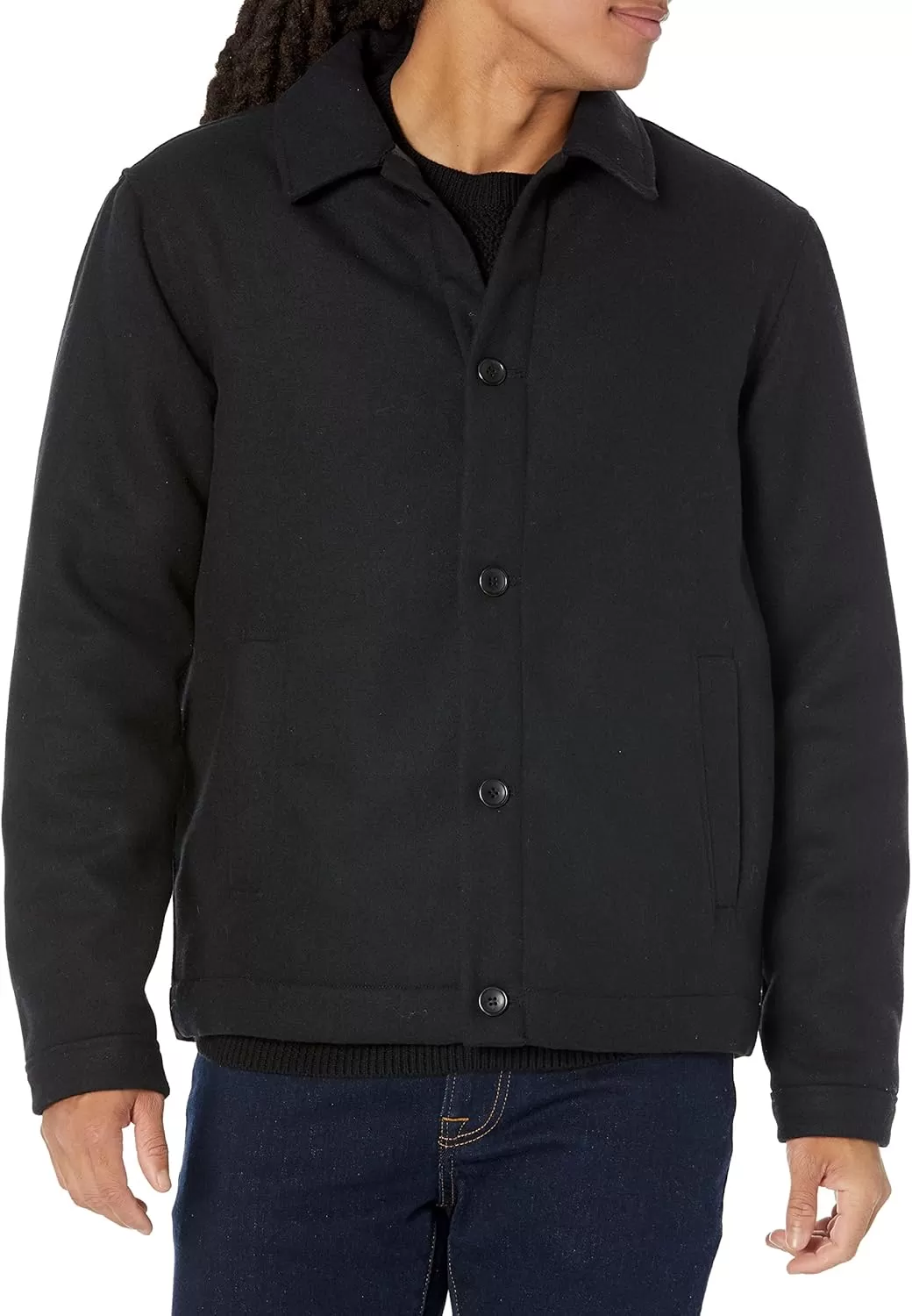 imageAmazon Essentials Mens Wool Bomber Jacket Available in Big ampamp TallBlack