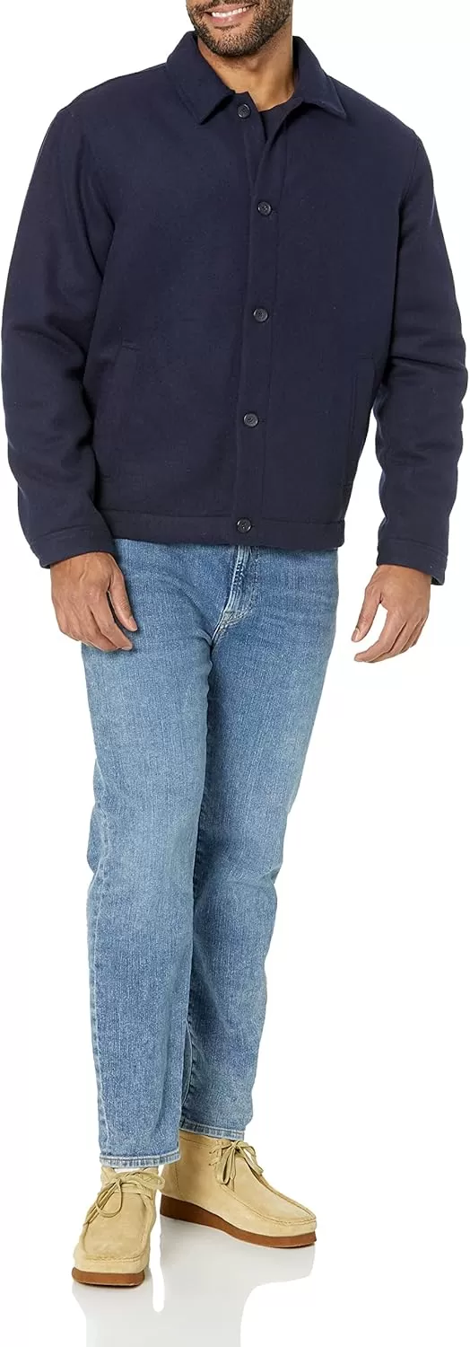 imageAmazon Essentials Mens Wool Bomber Jacket Available in Big ampamp TallNavy