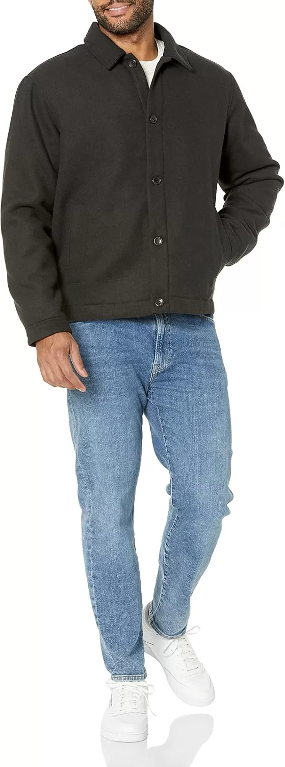 imageAmazon Essentials Mens Wool Bomber Jacket Available in Big ampamp TallWashed Black