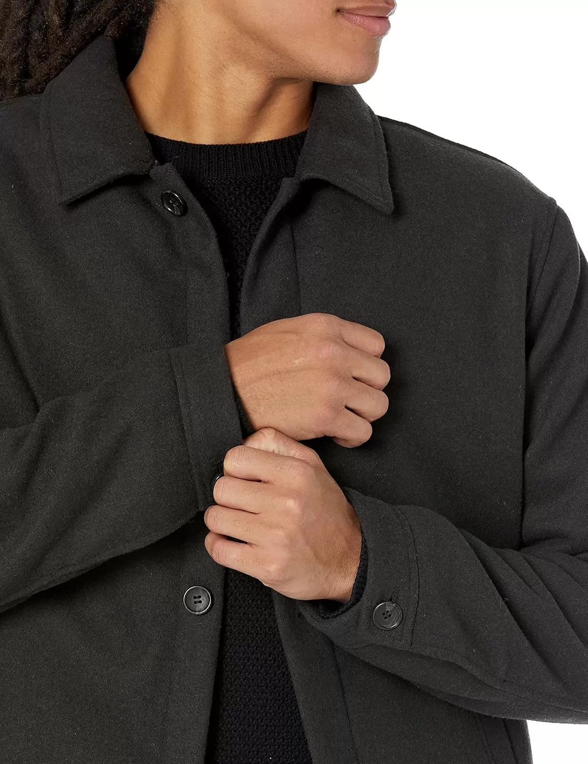 imageAmazon Essentials Mens Wool Bomber Jacket Available in Big ampamp TallWashed Black