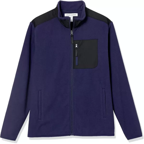 imageAmazon Essentials Mens FullZip Fleece Jacket Available in Big ampamp TallBlack Navy Color Block