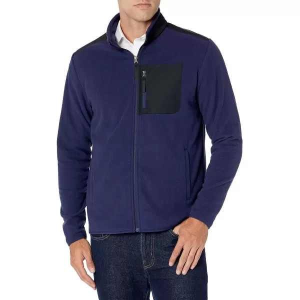 imageAmazon Essentials Mens FullZip Fleece Jacket Available in Big ampamp TallBlack Navy Color Block