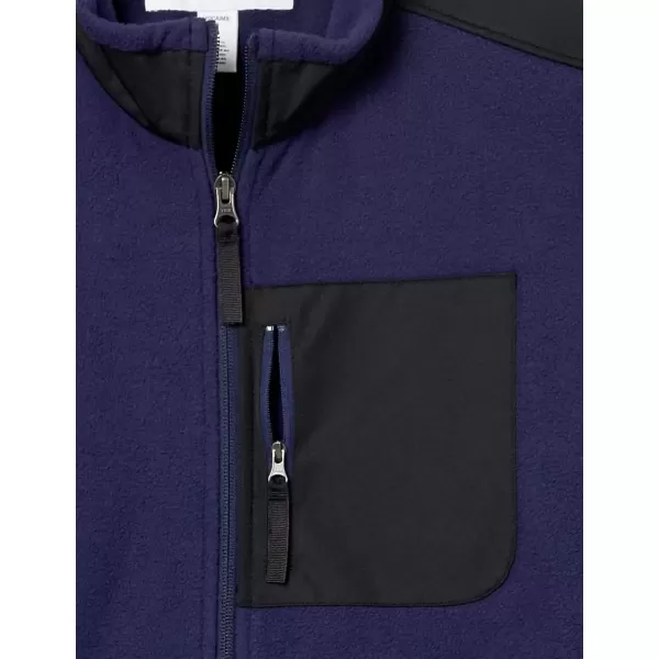 imageAmazon Essentials Mens FullZip Fleece Jacket Available in Big ampamp TallBlack Navy Color Block