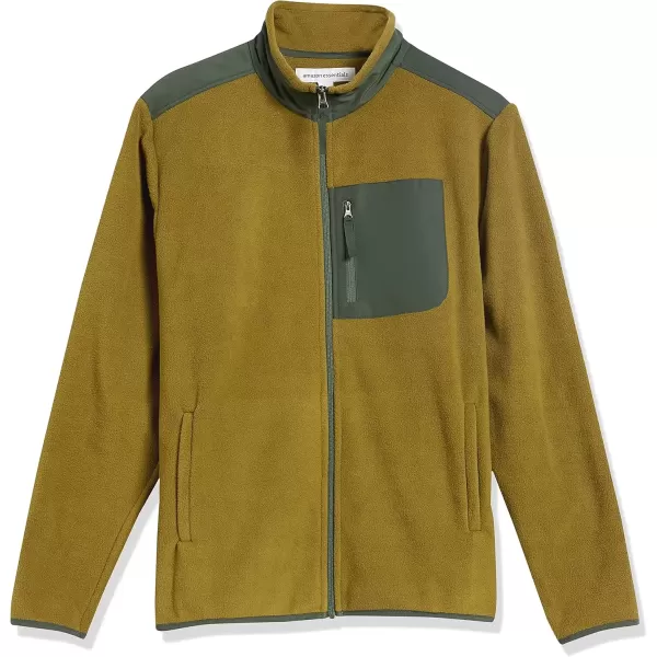 imageAmazon Essentials Mens FullZip Fleece Jacket Available in Big ampamp TallGolden Olive Green Color Block