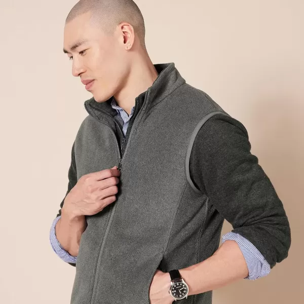 imageAmazon Essentials Mens FullZip Polar Fleece Vest Available in Big ampamp TallCharcoal Heather
