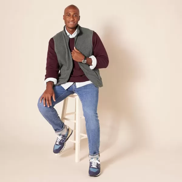 imageAmazon Essentials Mens FullZip Polar Fleece Vest Available in Big ampamp TallCharcoal Heather