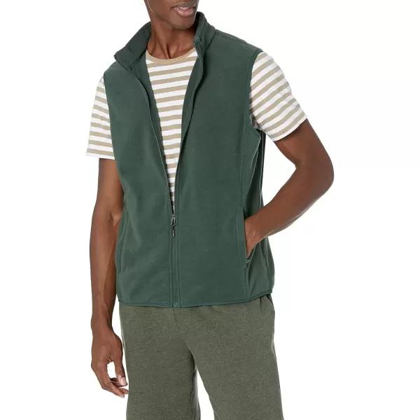 imageAmazon Essentials Mens FullZip Polar Fleece Vest Available in Big ampamp TallForest Green