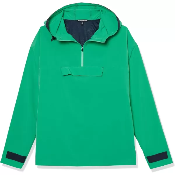 imageAmazon Essentials Mens Stretch Woven Quarter Zip Hooded Colorblock JacketGreen