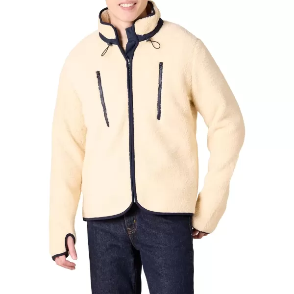 imageAmazon Essentials Mens Teddy Fleece FullZip Mock Neck Jacket with Chest PocketsBeige
