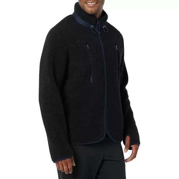 imageAmazon Essentials Mens Teddy Fleece FullZip Mock Neck Jacket with Chest PocketsBlack