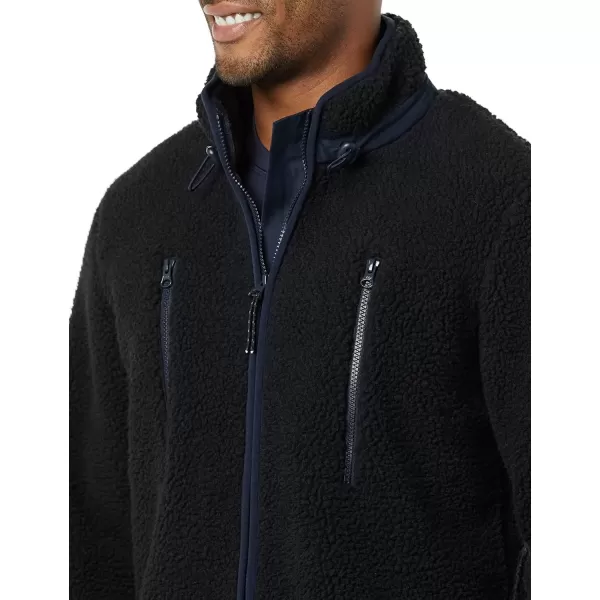 imageAmazon Essentials Mens Teddy Fleece FullZip Mock Neck Jacket with Chest PocketsBlack