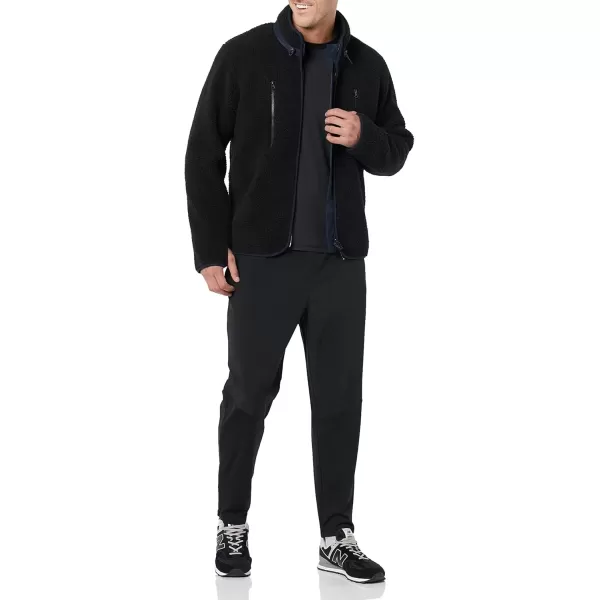 imageAmazon Essentials Mens Teddy Fleece FullZip Mock Neck Jacket with Chest PocketsBlack