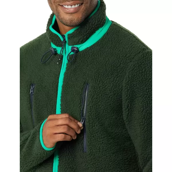 imageAmazon Essentials Mens Teddy Fleece FullZip Mock Neck Jacket with Chest PocketsDark Green
