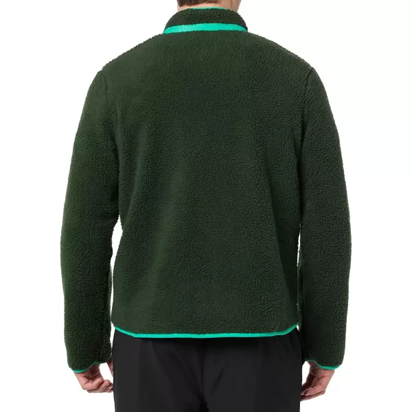 imageAmazon Essentials Mens Teddy Fleece FullZip Mock Neck Jacket with Chest PocketsDark Green