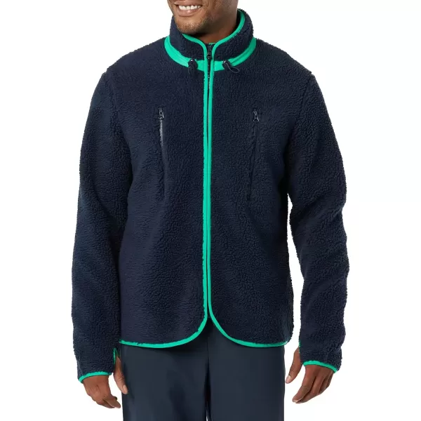 imageAmazon Essentials Mens Teddy Fleece FullZip Mock Neck Jacket with Chest PocketsDark Navy