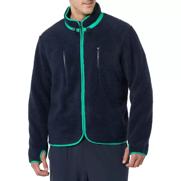imageAmazon Essentials Mens Teddy Fleece FullZip Mock Neck Jacket with Chest PocketsDark Navy