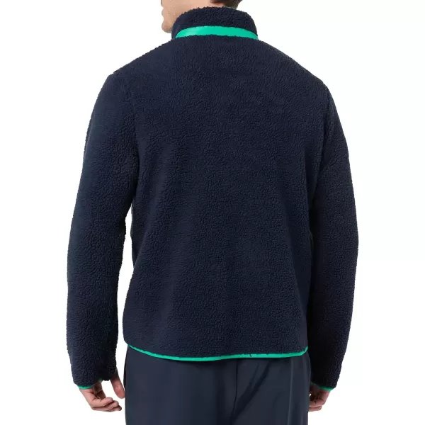 imageAmazon Essentials Mens Teddy Fleece FullZip Mock Neck Jacket with Chest PocketsDark Navy