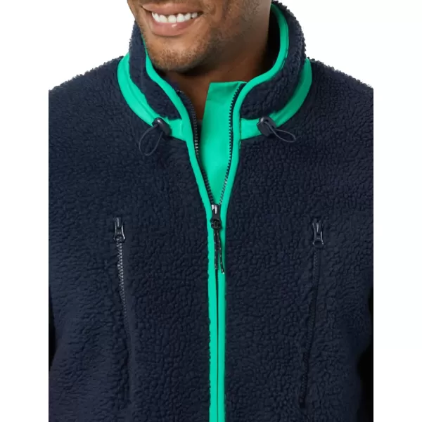 imageAmazon Essentials Mens Teddy Fleece FullZip Mock Neck Jacket with Chest PocketsDark Navy