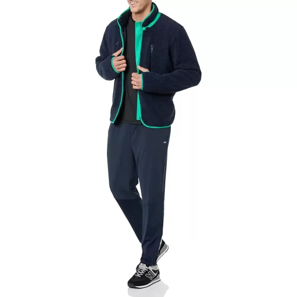 imageAmazon Essentials Mens Teddy Fleece FullZip Mock Neck Jacket with Chest PocketsDark Navy