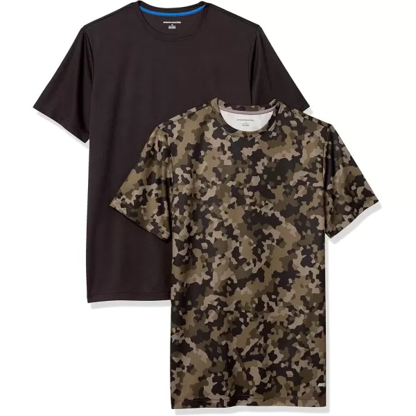 imageAmazon Essentials Mens Active Performance Tech TShirt  Discontinued Colors Pack of 2BlackOlive Geo Camo