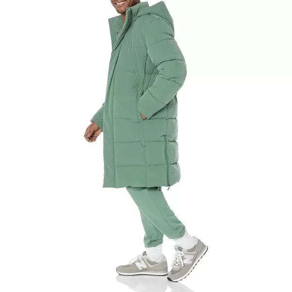 imageAmazon Essentials Mens Hooded Long Puffer CoatSage Green