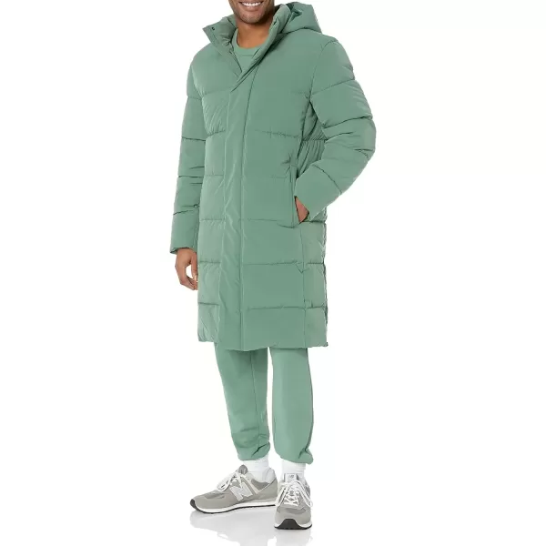 imageAmazon Essentials Mens Hooded Long Puffer CoatSage Green